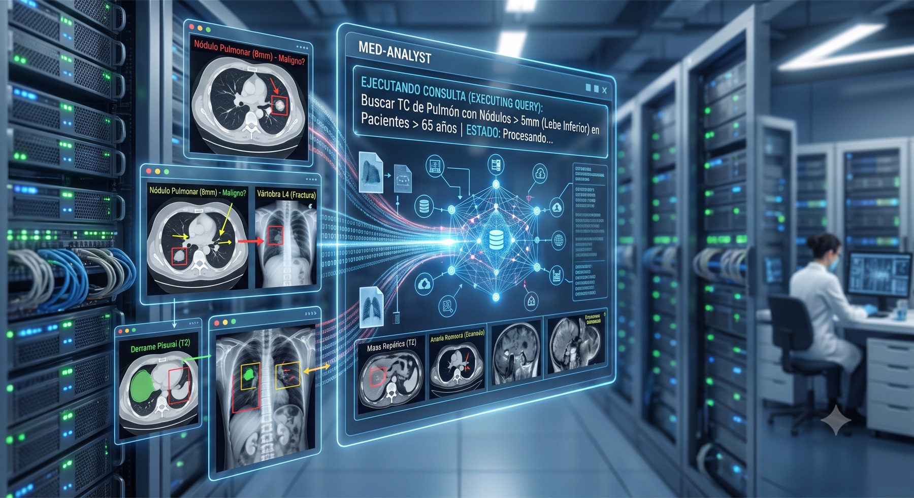 DB Agentic Query system executing a natural-language SQL query over medical imaging data