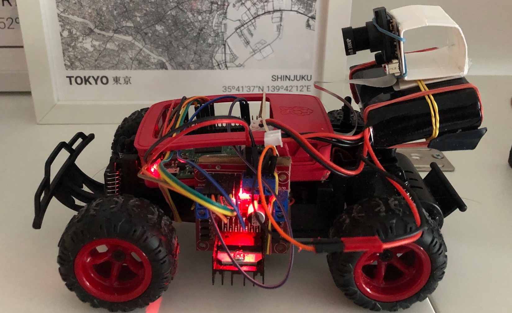 Raspberry Pi autonomous toy car prototype with onboard camera
